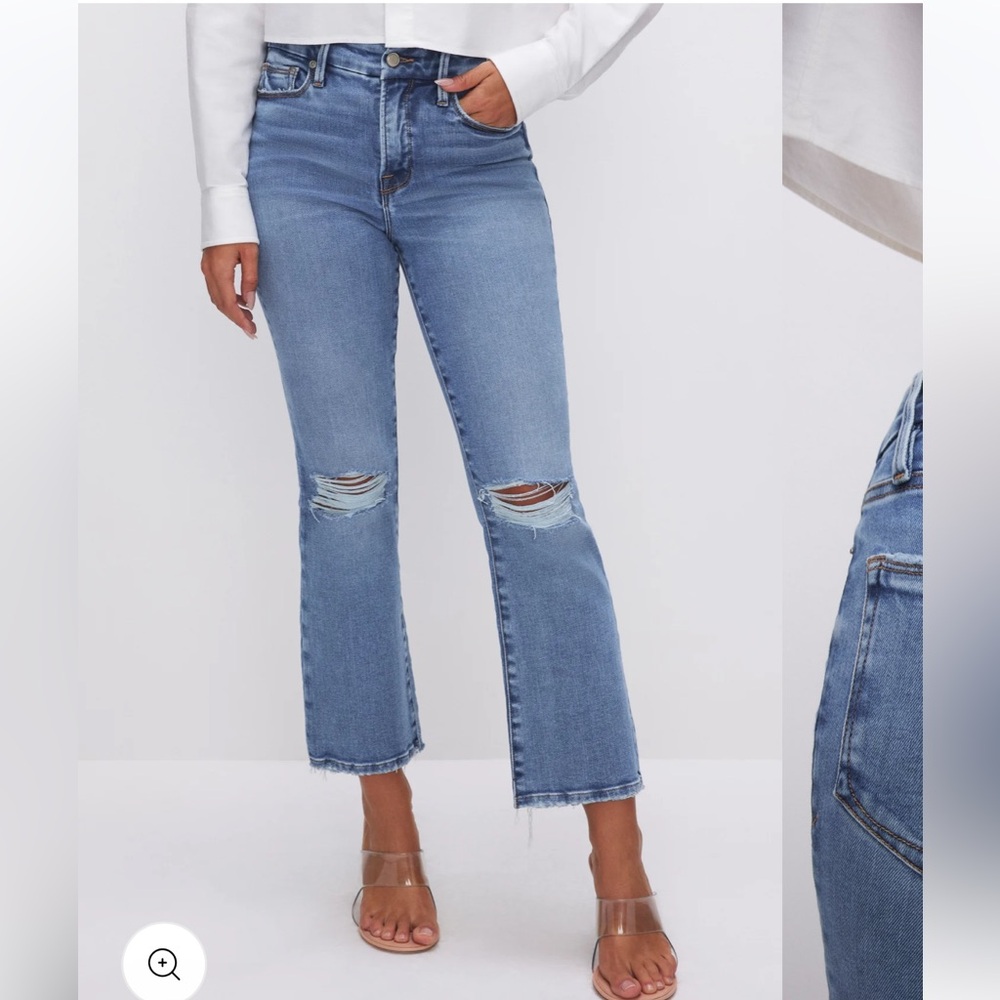 Good American Soft-Tech Good Legs Cropped Mini Boot Jeans